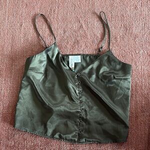 Satin Olive Green Camisole Top